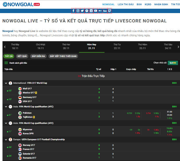 Live Score Nowgoal