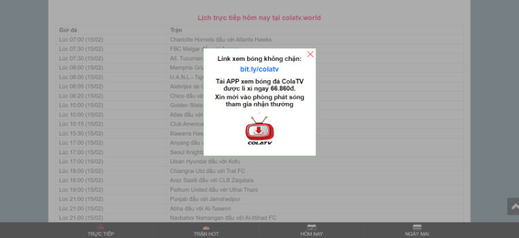 Colatv cung cấp lịch thi đấu mỗi ngày