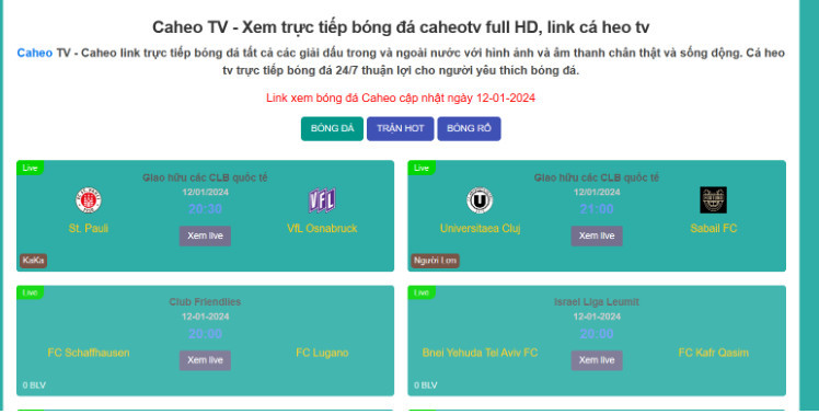 Trải nghiệm nguồn tin tức bóng đá khổng lồ tại CaheoTV