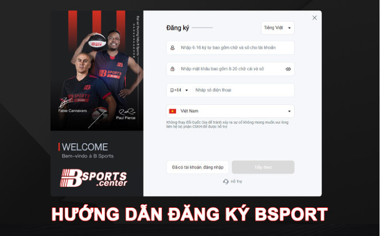 Bước 4: Đăng ký tài khoản nhà cái BSport bet