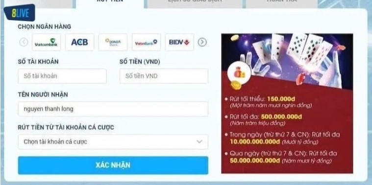 Phương thức thanh toán tại nhà cái 8Live