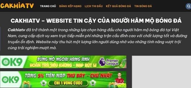 Xem trực tuyến bóng đá miễn phí, không giật lag tại Cakhiatv